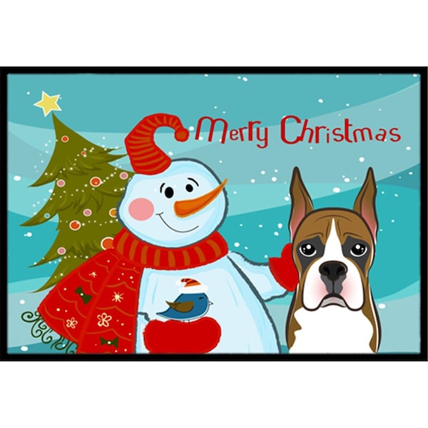 Carolines Treasures Snowman With Boxer Indoor and Outdoor Mat- 18 x 27 in. BB1843MAT - main